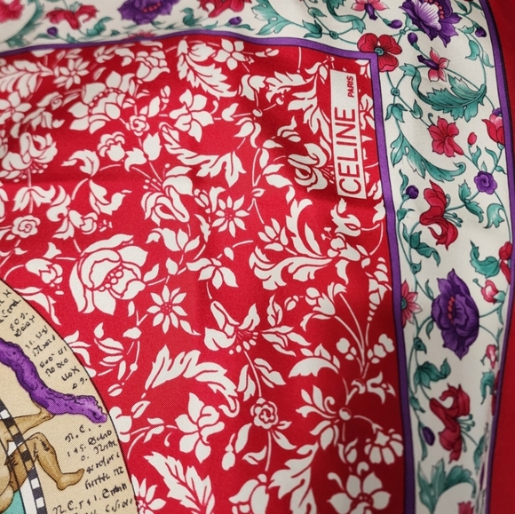 Celine Vintage 80's Zodiac Astrology Print Silk Scarf - Picture 3 of 7